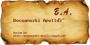 Bocsanszki Apolló névjegykártya
